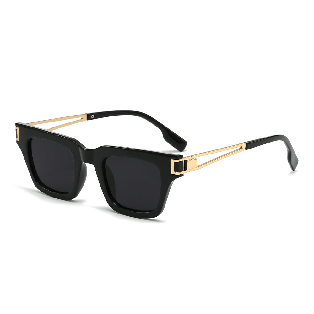 Classic metal rectangular tinted sunglasses