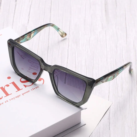 Dollger Black-Clear Hipster Acetate Square Tinted Sunglasses - MyDollger
