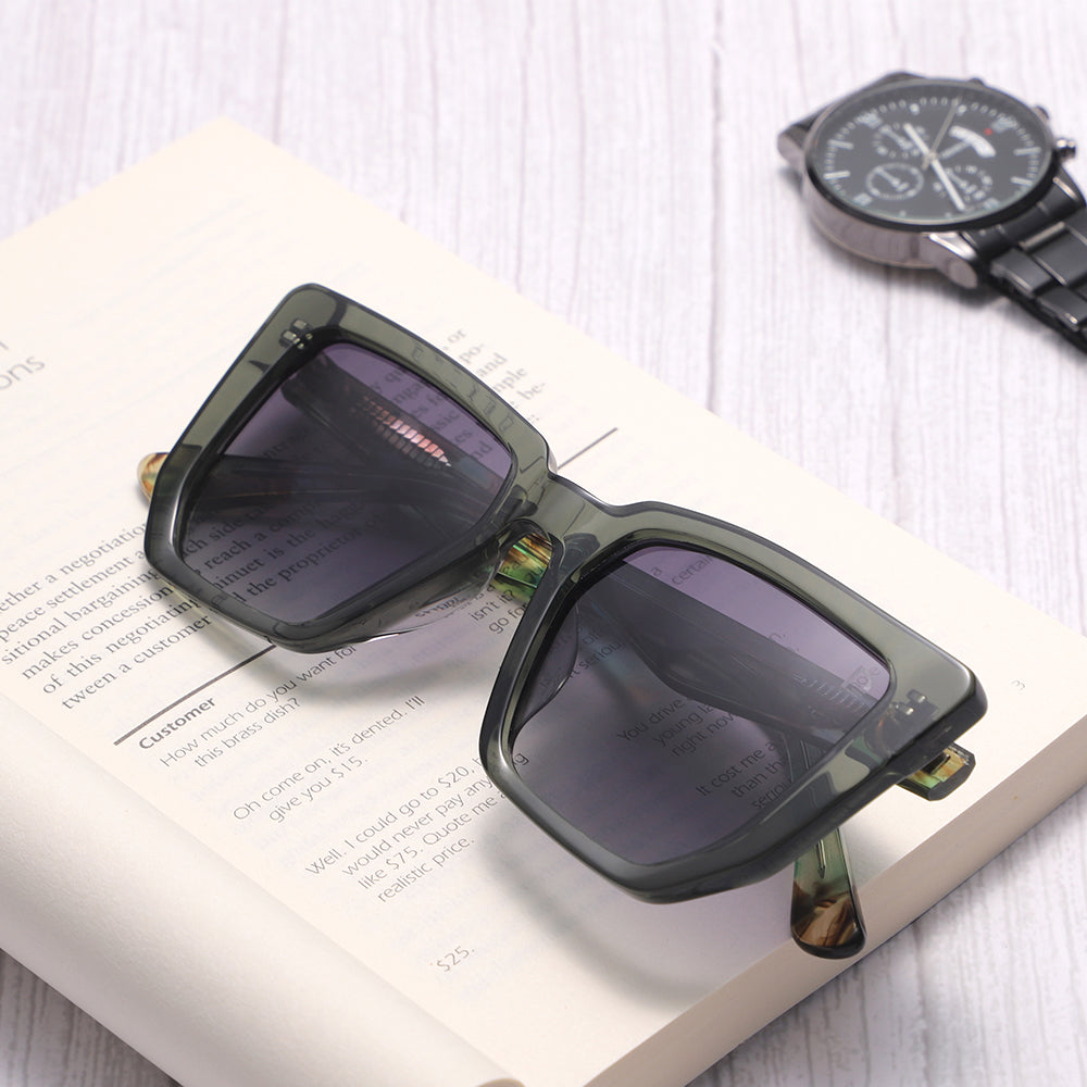 Dollger Black-Clear Hipster Acetate Square Tinted Sunglasses - MyDollger
