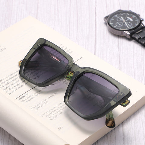 Dollger Black-Clear Hipster Acetate Square Tinted Sunglasses - MyDollger