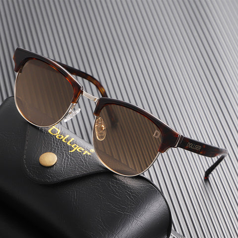 Dollger Tortoise Browline Retro-Vintage Lightweight Tinted Sunglasses - MyDollger