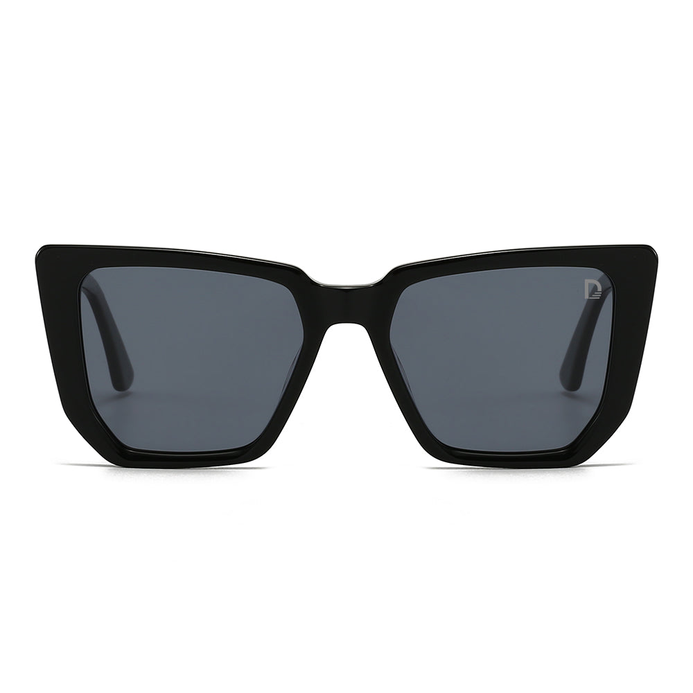 Dollger Black-Clear Hipster Acetate Square Tinted Sunglasses