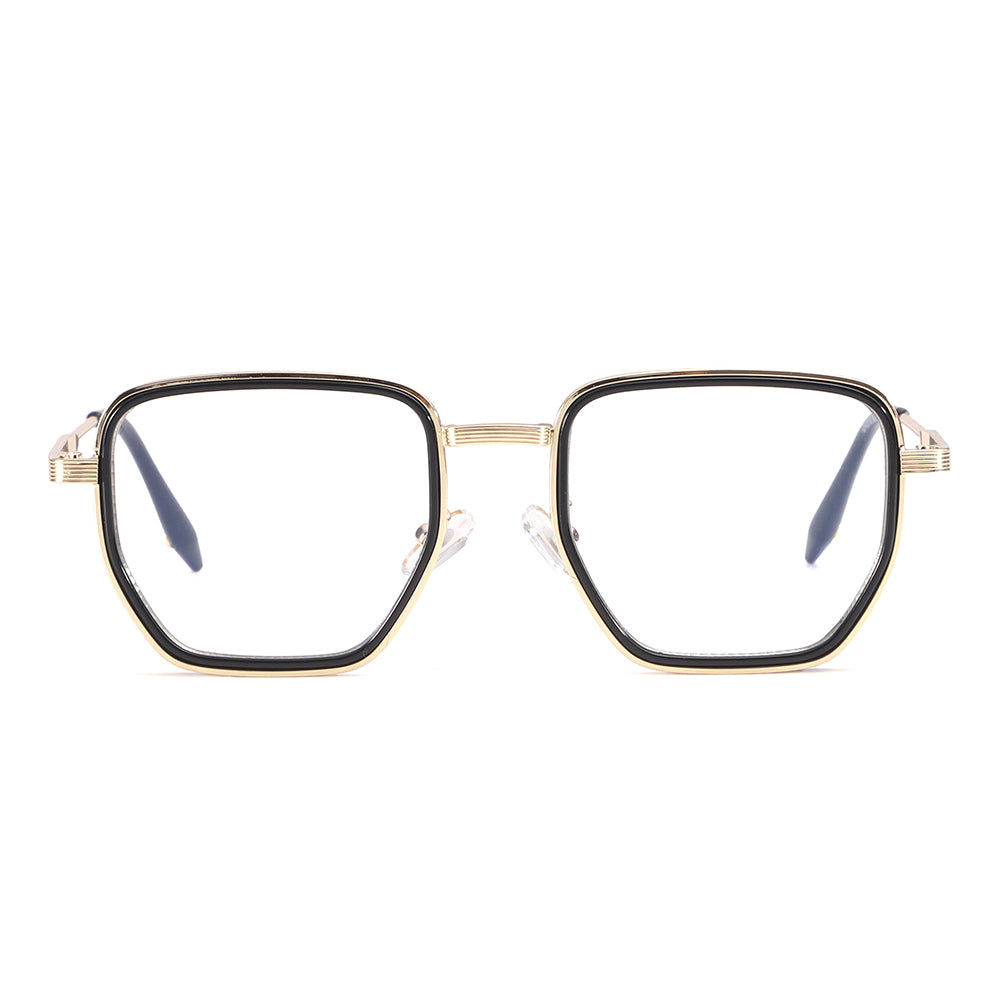 Dollger Black-Gold Oversized Square Eyeglasses