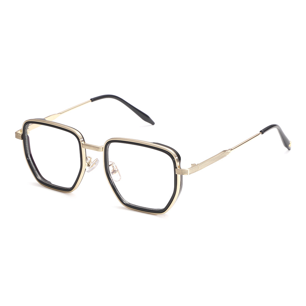 Dollger Black-Gold Oversized Square Eyeglasses