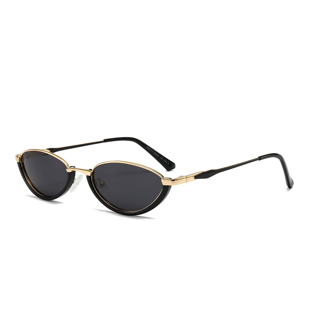 Dollger Semi-Rimless Oval Black Frame Sunglasses
