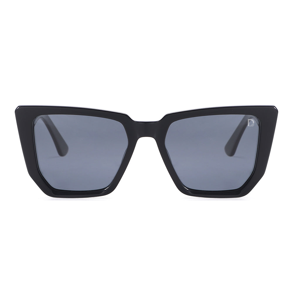 Dollger Black-Clear Hipster Acetate Square Tinted Sunglasses