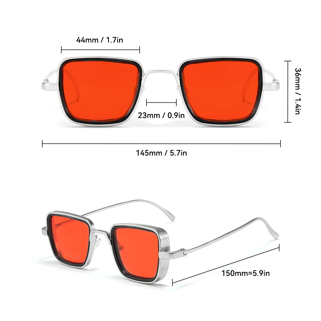 Dollger Metal Square Frame Sunglasses