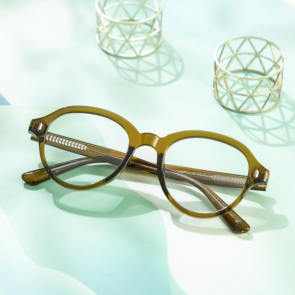 Dollger Olive Green Acetate Round Eyeglasses - MyDollger